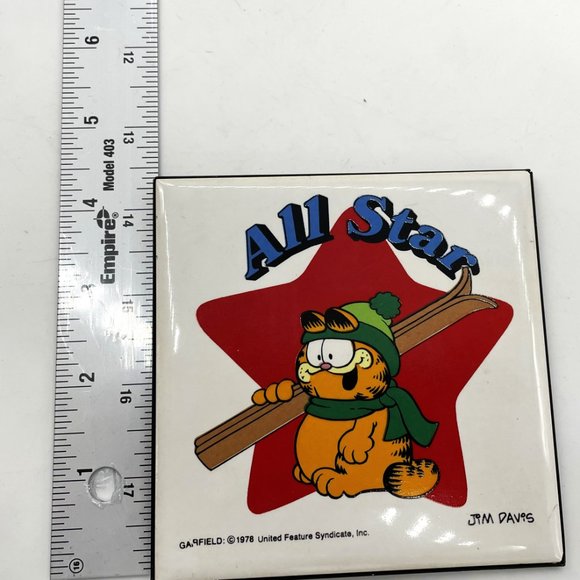 Vintage Rare 1978 Garfield Skiier Tile Art with Error Print on Word Garfield - Picture 3 of 5